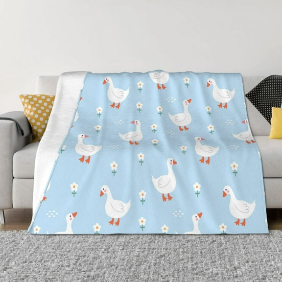 Throw Blanket for Couch - Goose White Flowers Soft Comfy Lightweight Cozy Warm Throw Blanket, Fuzzy Plush Flannel Blanket & Throws for Sofa and Bed All Season