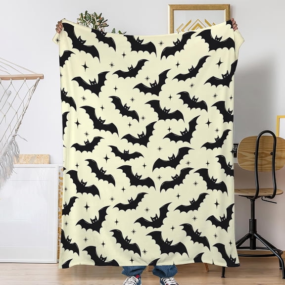 Throw Blanket for Couch,Gothic Bats Plush Fall Throw,Halloween Soft Fluffy Blanket for Sofa Decoration,Flannel Fleece Blanket for Naps,Reading,Traveling,Camping,50 X 60 Inch