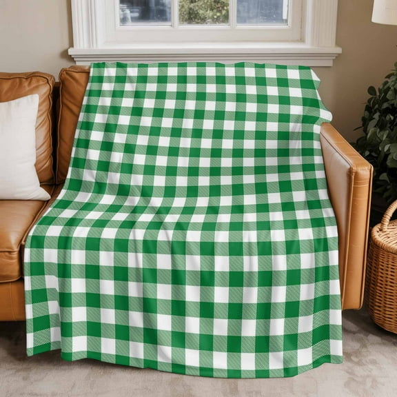 Throw Blanket for Couch Green Buffalo Check Plaid Soft Fleece Flannel Blankets Cozy Lightweight Blanket for Home Sofa Living Room Farmhouse Style Bed Throws 30" x 40"