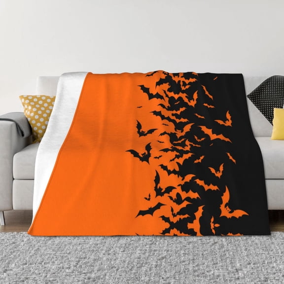Throw Blanket for Couch - Halloween Bats Soft Comfy Lightweight Cozy Warm Throw Blanket, Fuzzy Plush Flannel Blanket & Throws for Sofa and Bed All Season