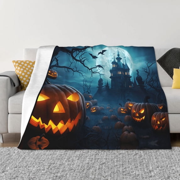 Throw Blanket for Couch - Halloween Haunted House Soft Comfy Lightweight Cozy Warm Throw Blanket, Fuzzy Plush Flannel Blanket & Throws for Sofa and Bed All Season
