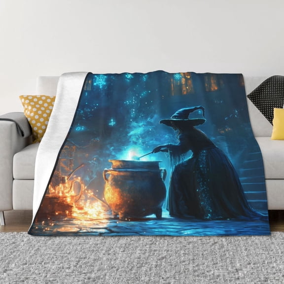 Throw Blanket for Couch - Halloween Mysterious Witch Soft Comfy Lightweight Cozy Warm Throw Blanket, Fuzzy Plush Flannel Blanket & Throws for Sofa and Bed All Season
