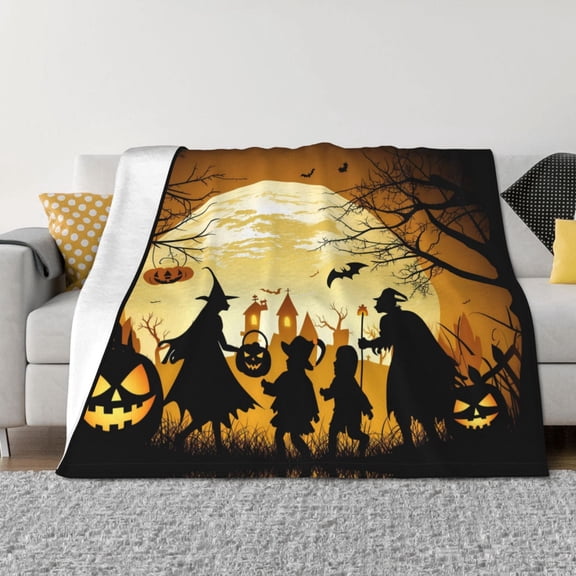 Throw Blanket for Couch - Halloween Witch Family Soft Comfy Lightweight Cozy Warm Throw Blanket, Fuzzy Plush Flannel Blanket & Throws for Sofa and Bed All Season