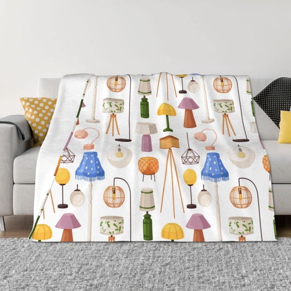 Throw Blanket for Couch - Light Bulb Pattern Urban Soft Comfy Lightweight Cozy Warm Throw Blanket, Fuzzy Plush Flannel Blanket & Throws for Sofa and Bed All Season