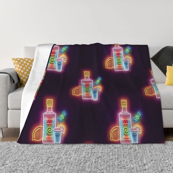 Throw Blanket for Couch - Light Bulb bar Pattern Soft Comfy Lightweight Cozy Warm Throw Blanket, Fuzzy Plush Flannel Blanket & Throws for Sofa and Bed All Season