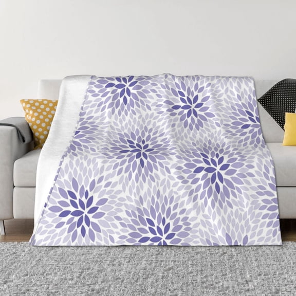 Throw Blanket for Couch - Lilac Flowers Abstract Soft Comfy Lightweight Cozy Warm Throw Blanket, Fuzzy Plush Flannel Blanket & Throws for Sofa and Bed All Season