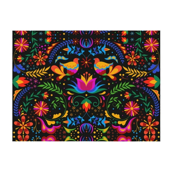 Throw Blanket for Couch, Mexican Flower Traditional1 Super Soft Fuzzy Comfy Warm Throw Blanket, Cuteness Lightweight Cozy Plush Flannel Blanket & Throws for Sofa and Bed All Season