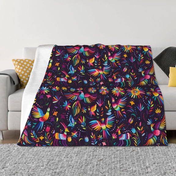 Throw Blanket for Couch - Mexican Flowers Birds Soft Comfy Lightweight Cozy Warm Throw Blanket, Fuzzy Plush Flannel Blanket & Throws for Sofa and Bed All Season
