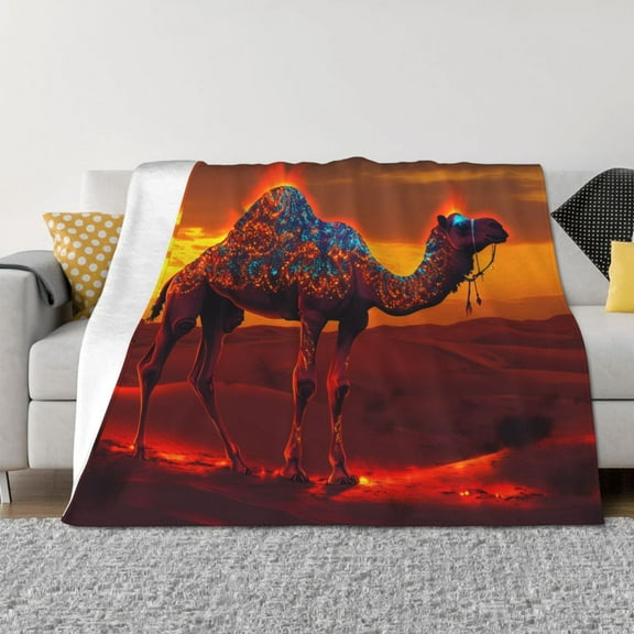 Throw Blanket for Couch - Mystical Sunset Camel Soft Comfy Lightweight Cozy Warm Throw Blanket, Fuzzy Plush Flannel Blanket & Throws for Sofa and Bed All Season