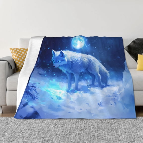 Throw Blanket for Couch - Mystical Winter Wolf Soft Comfy Lightweight Cozy Warm Throw Blanket, Fuzzy Plush Flannel Blanket & Throws for Sofa and Bed All Season