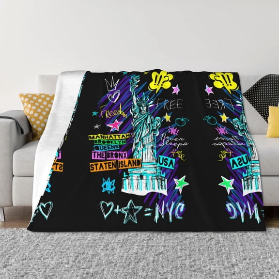 Throw Blanket for Couch - New York City Soft Comfy Lightweight Cozy Warm Throw Blanket, Fuzzy Plush Flannel Blanket & Throws for Sofa and Bed All Season
