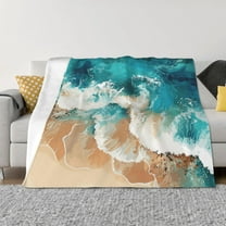 Throw Blanket for Couch - Ocean Wave Crash Soft Comfy Lightweight Cozy Warm Throw Blanket, Fuzzy Plush Flannel Blanket & Throws for Sofa and Bed All Season
