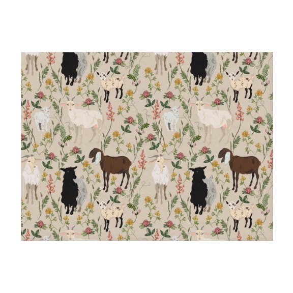 Throw Blanket for Couch, Painted Cute Goat Flower Super Soft Fuzzy Comfy Warm Cute Throw Blanket, Lightweight Cozy Plush Flannel Blanket Throws for Sofa Bed All Season