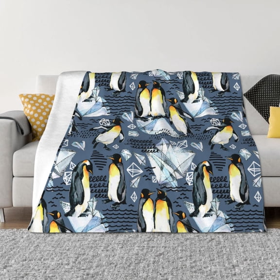 Throw Blanket for Couch - Penguin Arctic Adventure Soft Comfy Lightweight Cozy Warm Throw Blanket, Fuzzy Plush Flannel Blanket & Throws for Sofa and Bed All Season