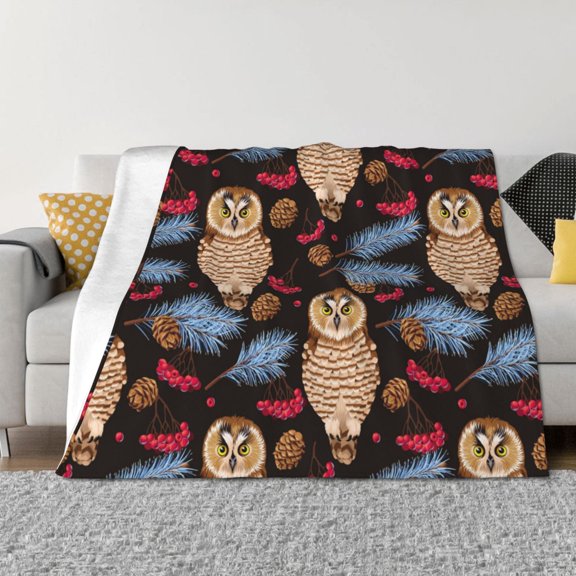 Throw Blanket for Couch - Pinecone Owl Brown Soft Comfy Lightweight Cozy Warm Throw Blanket, Fuzzy Plush Flannel Blanket & Throws for Sofa and Bed All Season