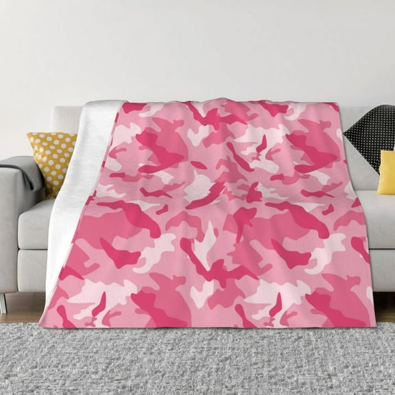 Throw Blanket for Couch - Pink Camouflage Soft Comfy Lightweight Cozy Warm Throw Blanket, Fuzzy Plush Flannel Blanket & Throws for Sofa and Bed All Season