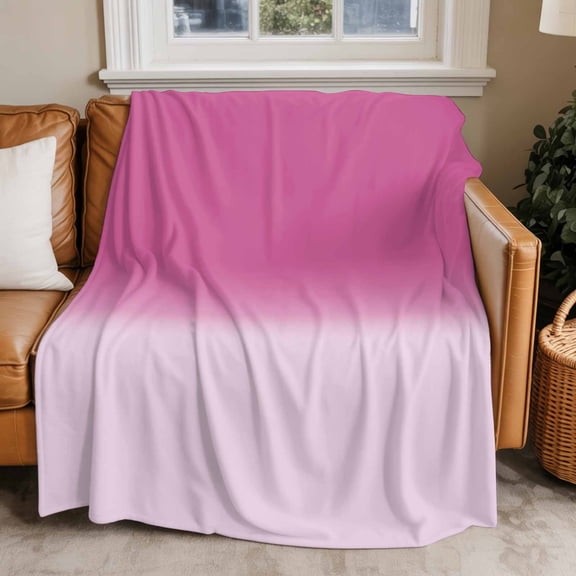 Throw Blanket for Couch Pink Ombre Soft Fleece Flannel Blankets Cozy Lightweight Blanket for Home Sofa Living Room Gradient Gradual Color Bed Throws 60" x 80"