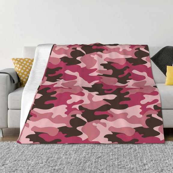Throw Blanket for Couch - Pink Purple Camouflage Soft Comfy Lightweight Cozy Warm Throw Blanket, Fuzzy Plush Flannel Blanket & Throws for Sofa and Bed All Season