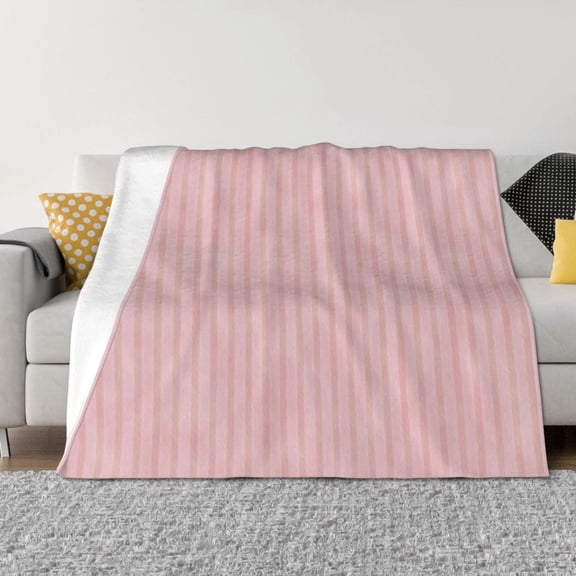 Throw Blanket for Couch - Pink Stripes Soft Comfy Lightweight Cozy Warm Throw Blanket, Fuzzy Plush Flannel Blanket & Throws for Sofa and Bed All Season