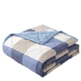 thumbnail image 1 of Throw Blanket for Couch, Plaid Throw Blanket, Navy Blue Throw Blanket, 50X70 In, Lightweight Blanket, Single Person Use, Cold Season Layering, Oversized 1 Pc, 1 of 6