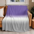 thumbnail image 1 of Throw Blanket for Couch Purple Grey Ombre Soft Fleece Flannel Blankets Cozy Lightweight Blanket for Home Sofa Living Room Gradient Color Bed Throws 60" x 80", 1 of 9