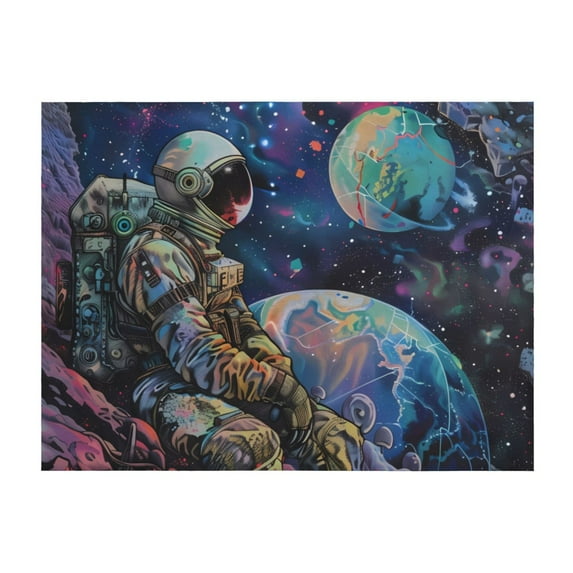 Throw Blanket for Couch, Rainbow Astronaut Space Landscape Super Soft Fuzzy Comfy Warm Throw Blanket, Cuteness Lightweight Cozy Plush Flannel Blanket & Throws for Sofa and Bed All Season