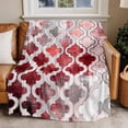 thumbnail image 1 of Throw Blanket for Couch Red Morocco Pattern Soft Fleece Flannel Blankets Cozy Lightweight Blanket for Home Sofa Living Room Abstract Graffiti Art Bed Throws 60" x 80", 1 of 9