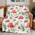 thumbnail image 1 of Throw Blanket for Couch Red Mushroom Soft Fleece Flannel Blankets Cozy Lightweight Blanket for Home Sofa Living Room Butterfly Green Leaf Bed Throws 40" x 60", 1 of 9