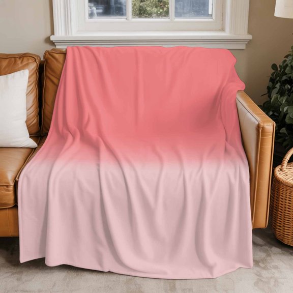Throw Blanket for Couch Red Pink Ombre Soft Fleece Flannel Blankets Cozy Lightweight Blanket for Home Sofa Living Room Gradient Gradual Color Bed Throws 60" x 80"