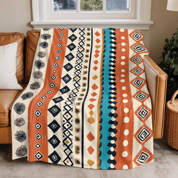 Throw Blanket for Couch Retro Ethnic Art Soft Fleece Flannel Blankets Cozy Lightweight Blanket for Home Sofa Living Room Bohemian Patterns Bed Throws 60" x 80"