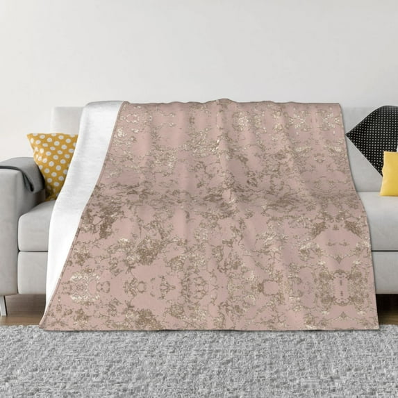 Throw Blanket for Couch - Rose Gold Marble Texture Soft Comfy Lightweight Cozy Warm Throw Blanket, Fuzzy Plush Flannel Blanket & Throws for Sofa and Bed All Season