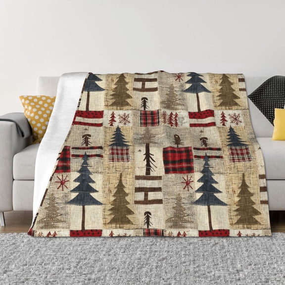 Throw Blanket for Couch - Rustic Plaid Forest Lodge Soft Comfy Lightweight Cozy Warm Throw Blanket, Fuzzy Plush Flannel Blanket & Throws for Sofa and Bed All Season
