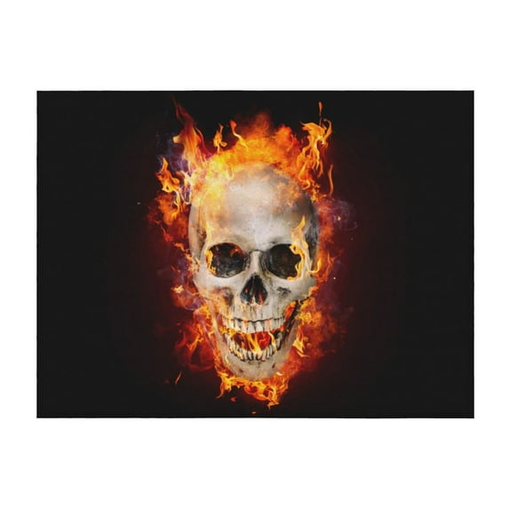Throw Blanket for Couch, Satanic Skull Flames Darkness Super Soft Fuzzy Comfy Warm Throw Blanket, Cuteness Lightweight Cozy Plush Flannel Blanket & Throws for Sofa and Bed All Season