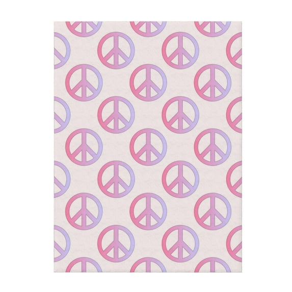 Throw Blanket for Couch Sofa and Bed, 90s Style Peace sign Retro Super Soft Plush Throw Blanket, Fuzzy Cuteness Comfy Warm Washable Flannel Blanket & Throws for All Season 80"x60"