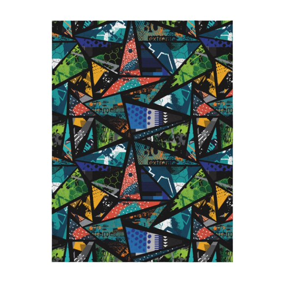 Throw Blanket for Couch Sofa and Bed, Abstract Geometric Collage Graphics Super Soft Plush Throw Blanket, Fuzzy Cuteness Comfy Warm Washable Flannel Blanket & Throws for All Season 40"x30"