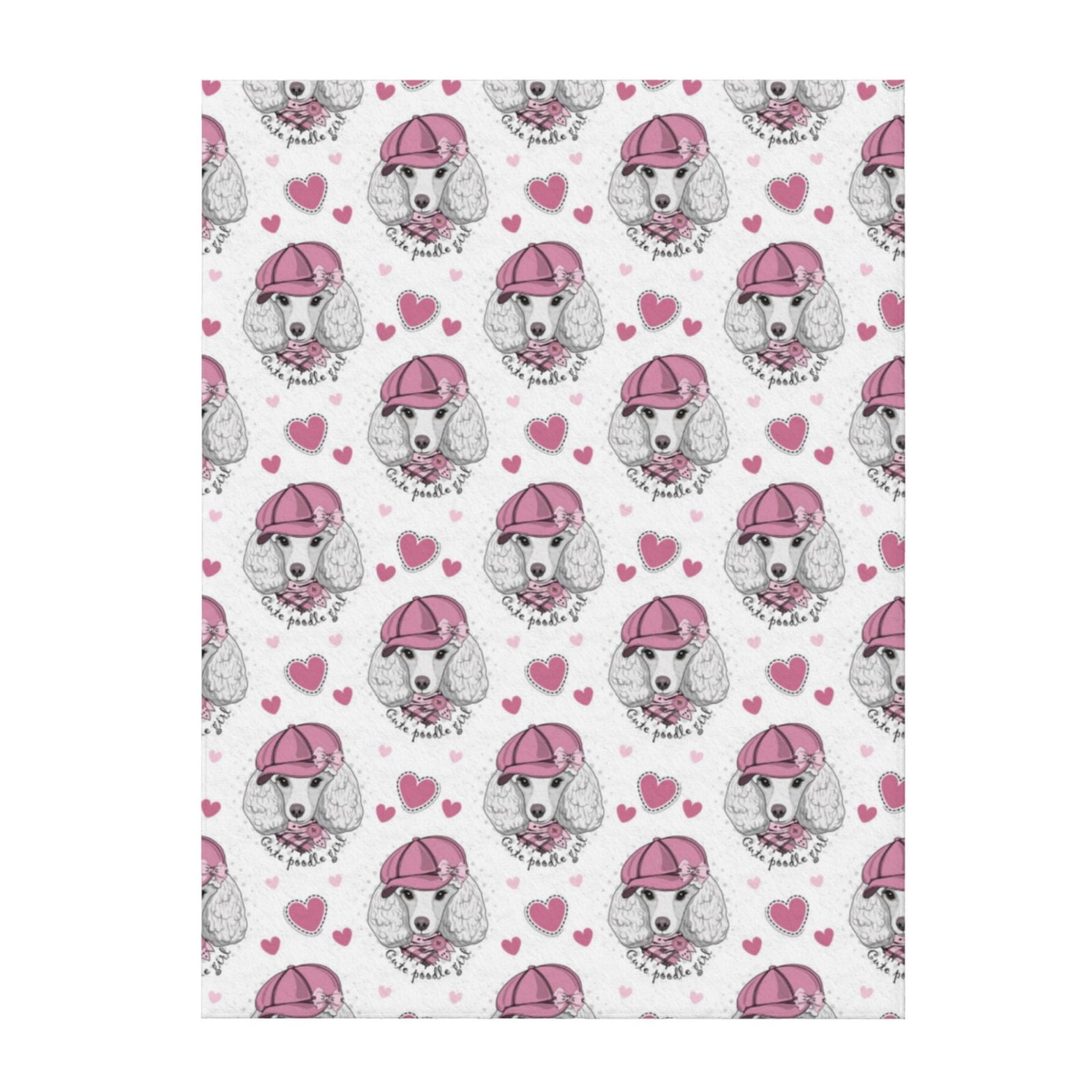 Throw Blanket for Couch Sofa and Bed, Artistic Cute Poodle Dog Pink_C