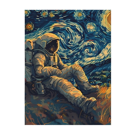 Throw Blanket for Couch Sofa and Bed, Astronaut Starry Night Super Soft Cozy Plush Throw Blanket, Lightweight Fuzzy Cuteness Comfy Warm Washable Flannel Blanket & Throws for All Season 60"x50"