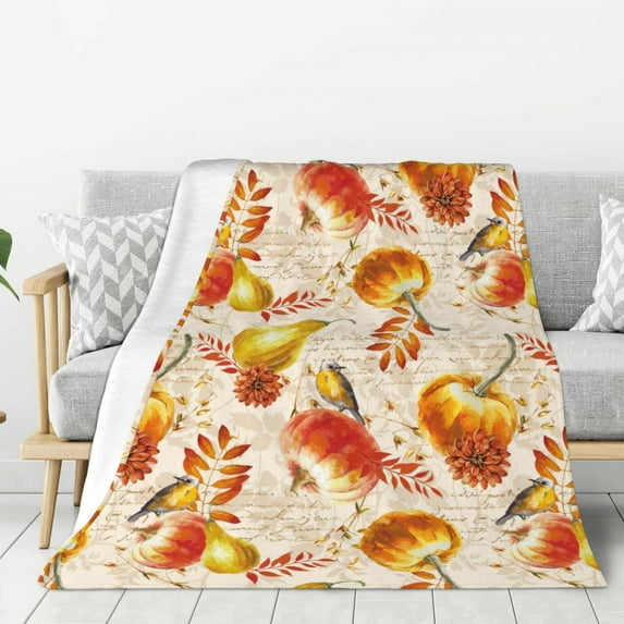 Throw Blanket for Couch Sofa and Bed, Autumn With Birds Super Soft Plush Throw Blanket, Fuzzy Cuteness Comfy Warm Washable Flannel Blanket & Throws for All Season 40"x30"