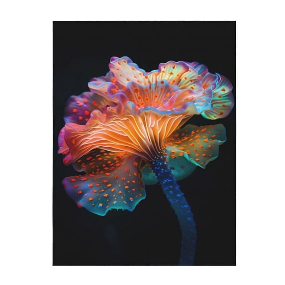 Throw Blanket for Couch Sofa and Bed, Bioluminescent Underwater Flower Super Soft Plush Throw Blanket, Fuzzy Cuteness Comfy Warm Washable Flannel Blanket & Throws for All Season 60"x50"