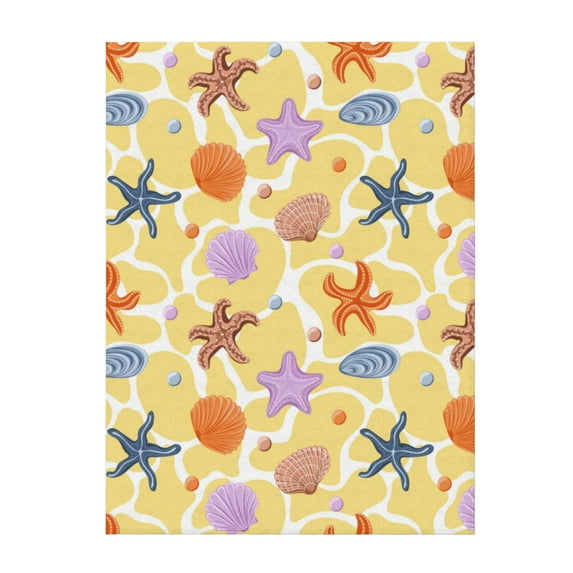 Throw Blanket for Couch Sofa and Bed, Cartoon Shell Starfish Super Soft Plush Throw Blanket, Fuzzy Cuteness Comfy Warm Washable Flannel Blanket & Throws for All Season 50"x40"