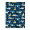 thumbnail image 1 of Throw Blanket for Couch Sofa and Bed, Cartoon Surfer Sharks Super Soft Plush Throw Blanket, Fuzzy Cuteness Comfy Warm Washable Flannel Blanket & Throws for All Season 60"x50", 1 of 5