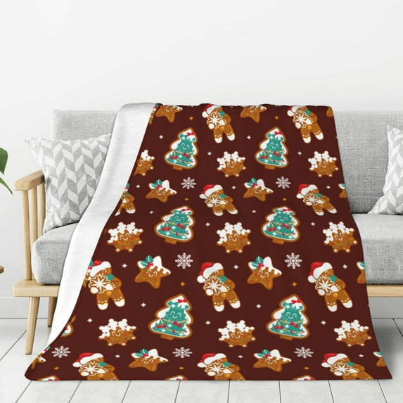 Throw Blanket for Couch Sofa and Bed, Christmas Gingerbread Super Soft Plush Throw Blanket, Fuzzy Cuteness Comfy Warm Washable Flannel Blanket & Throws for All Season 60"x50"