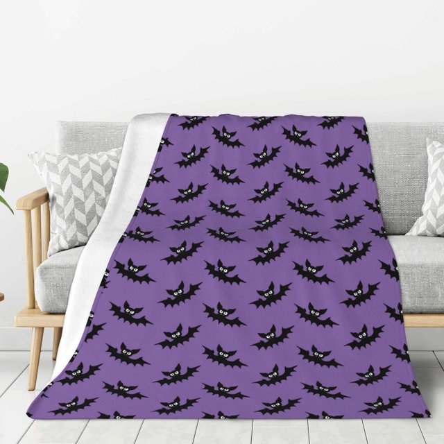 Throw Blanket for Couch Sofa and Bed, Cool Bats Gothic Halloween Purple
