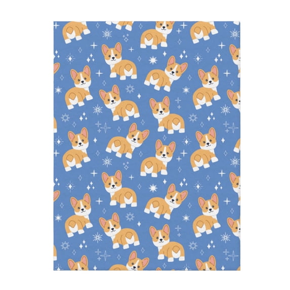 Throw Blanket for Couch Sofa and Bed, Corgi print Super Soft Plush Throw Blanket, Fuzzy Cuteness Comfy Warm Washable Flannel Blanket & Throws for All Season 50"x40"