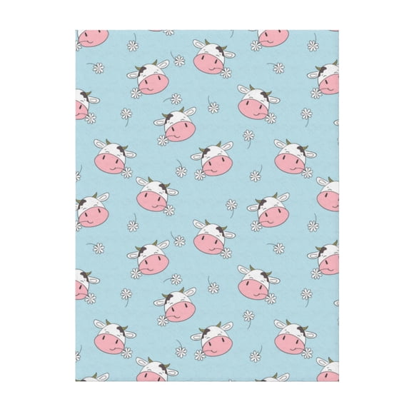 Throw Blanket for Couch Sofa and Bed, Cute Cartoon Bullhead Flower Super Soft Plush Throw Blanket, Fuzzy Cuteness Comfy Warm Washable Flannel Blanket & Throws for All Season 80"x60"