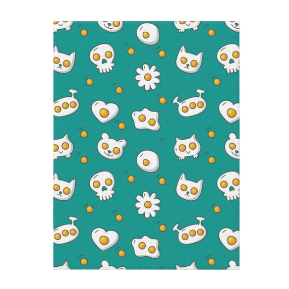 Throw Blanket for Couch Sofa and Bed, Cute Fried Egg Skull Super Soft Cozy Plush Throw Blanket, Fuzzy Lightweight Warm Comfy Cute Flannel Blanket & Throws for All Season 50"x40"