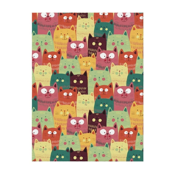 Throw Blanket for Couch Sofa and Bed, Cute cartoon cat Super Soft Plush Throw Blanket, Fuzzy Cuteness Comfy Warm Washable Flannel Blanket & Throws for All Season 40"x30"