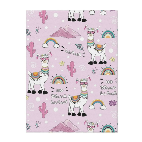 Throw Blanket for Couch Sofa and Bed, No Drama Llama Super Soft Plush Throw Blanket, Fuzzy Cuteness Comfy Warm Washable Flannel Blanket & Throws for All Season