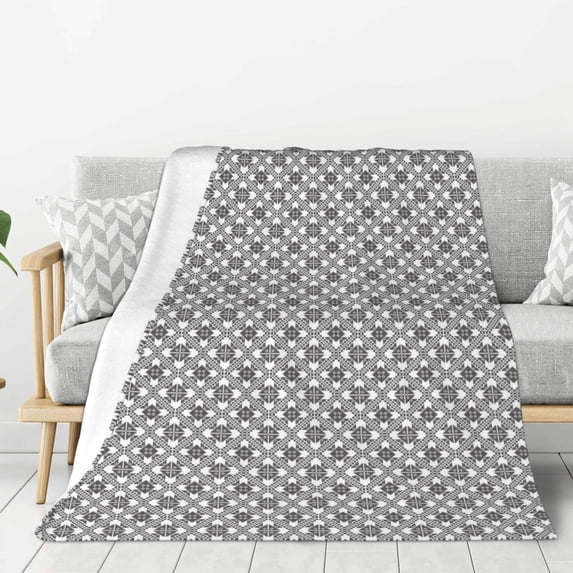 Throw Blanket for Couch Sofa and Bed, Gray plaid Super Soft Plush Throw Blanket, Fuzzy Cuteness Comfy Warm Washable Flannel Blanket & Throws for All Season 80"x60"