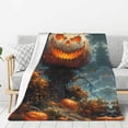 thumbnail image 1 of Throw Blanket for Couch Sofa and Bed, Halloween Pumpkin Monster Super Soft Plush Throw Blanket, Fuzzy Cuteness Comfy Warm Washable Flannel Blanket & Throws for All Season 50"x40", 1 of 7